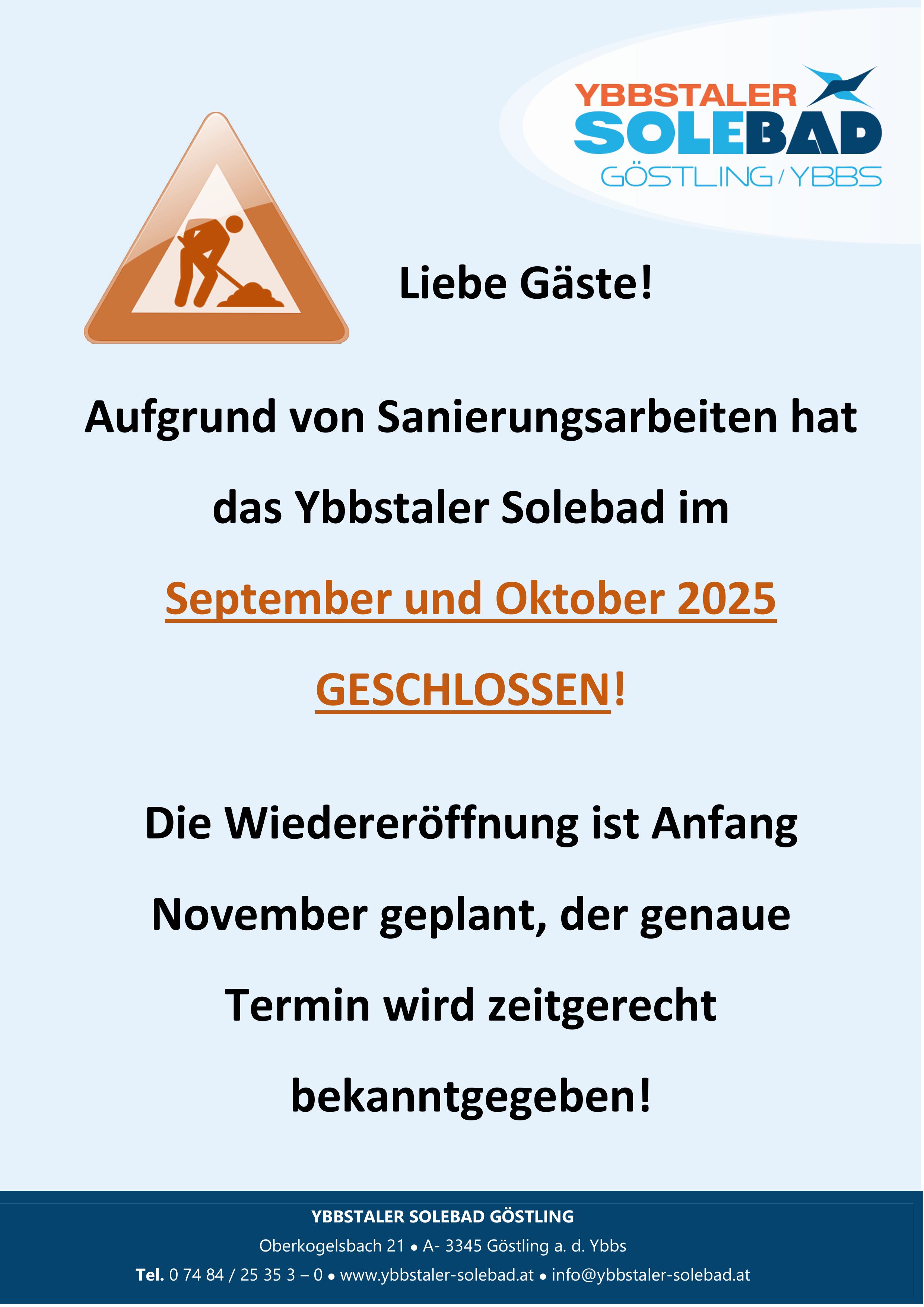 2025 07 07 Sanierungsarbeiten GESCHLOSSEN