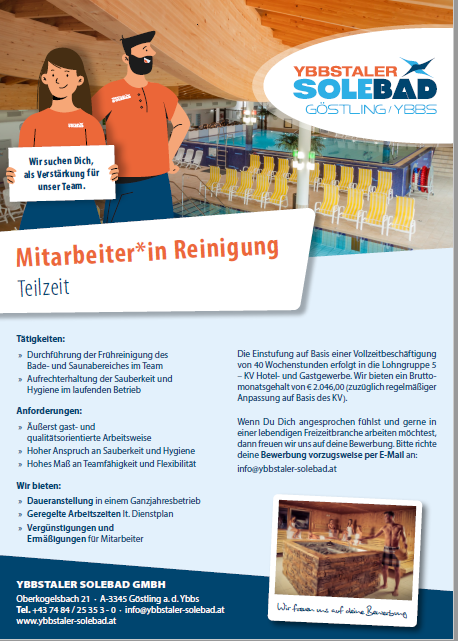 Stellenausschreibung Reinigung 19.05.23